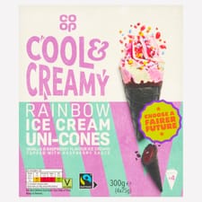 Co-op Rainbow Uni-Cones Ice Cream 4 x 135ml (540ml)