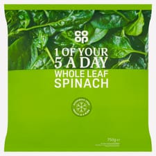 Co-op Whole Head Spinach 750g