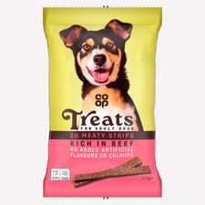 Co-op 20 Meaty Strips Rich in Beef Treats for Adult Dogs 172g