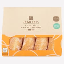 Co-op Bakery 4 Custard Ball Doughnuts