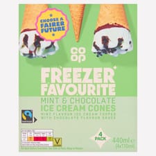 Co-op Mint Ice Cream Cones 4 Pack