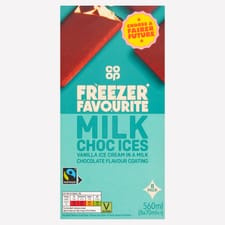 Co-op Milk Choc Ices Vanilla Ice Cream in a Milk Chocolate Flavour Coating 8 x 70ml (560ml)