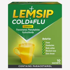 Lemsip Cold & Flu Lemon 10 Sachets