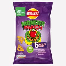 Walkers Monster Munch Pickled Onion Multipack Snacks Crisps 6x20g
