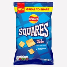 Walkers Squares Salt & Vinegar 104g