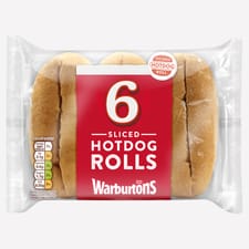 Warburtons 6 Sliced Hotdog Rolls