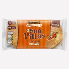 Warburtons Gluten Free 4 Brown Soft Pittas 