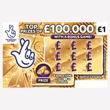 National Lottery £1 £100,000 Gold Scratchcard Game