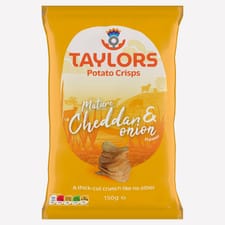 Taylors - Mature Cheddar & Onion 150g Crisps (8 x 150g)