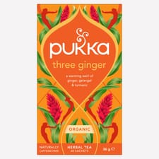 Pukka Organic Three Ginger Tea 20 Home Compostable Herbal Tea Bags 