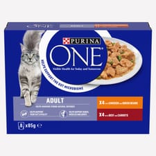 Purina ONE Adult Cat Food Chicken and Beef 8 x 85g