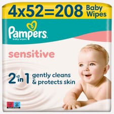 Pampers Sensitive Baby Wipes 4 Packs of 52