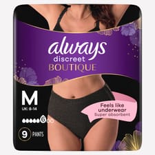 Always Discreet Boutique Pants Plus Black Medium 9 Pack