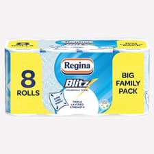 Regina Blitz Blue & White Paper Towels 8 Pack