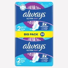 Always Ultra Day Sanitary Towels Long (Size 2) 20 Pack